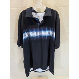 Scales Gear Mens XL Performance Polo Shirt Black Blue Tie Dye Graphic Fishing